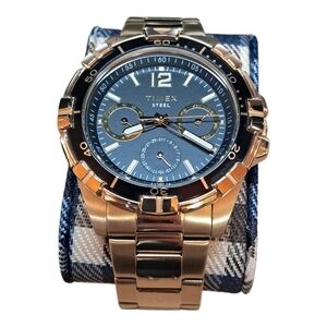 Timex Gold Tone Watch with Black Dial